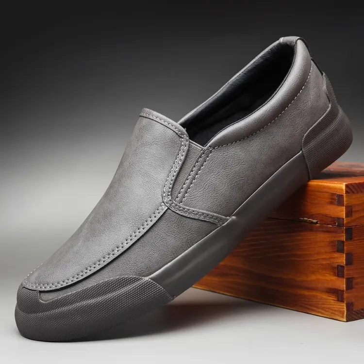 2025秋冬季新款男鞋简约百搭休闲皮鞋软底一脚蹬懒人鞋轻便开车鞋