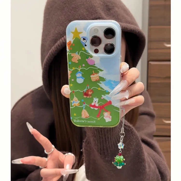 可爱jellcat圣诞树吊坠适用苹果17闪粉16华为vivoppo小米15手机壳
