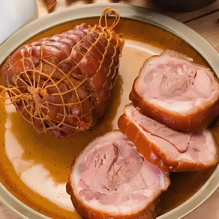 酱肘子选用新鲜猪前肘剔骨卤制凉吃劲道切片成花热吃软烂入味