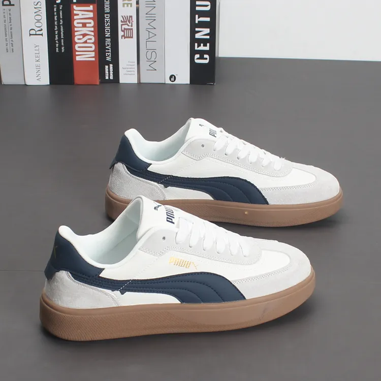 德训鞋男2025秋季新款百搭平底低帮休闲鞋学生韩版拼色系带男板鞋