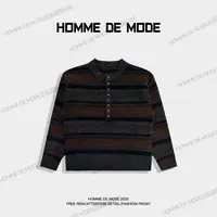 HOMME DE MODE美丽诺羊毛混纺 波西米亚元素 拨鳞洗水亨利领毛衣 