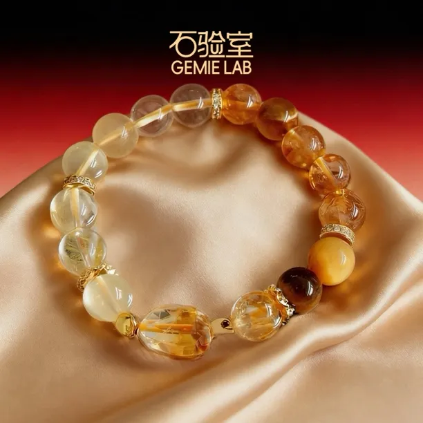 【金源脉3.0】石验室 |富来原矿黄水晶手串金虎眼黄塔晶权威检测