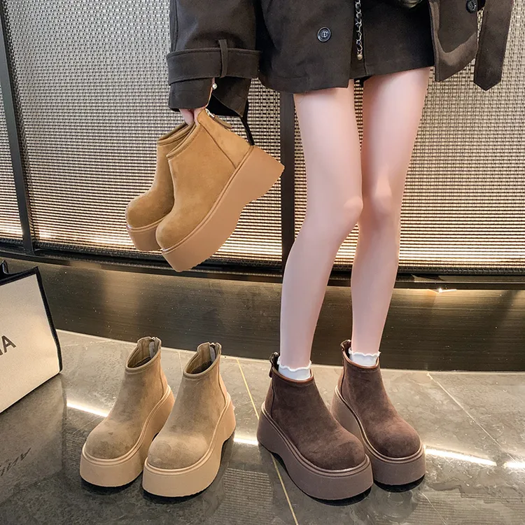 松糕厚底马丁靴女2025年新款秋季复古小个子百搭时尚气质勃肯短靴