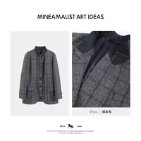 MINEAMALIST ART IDEAS秋冬B.C羊毛格纹立领西服外套4484-1M