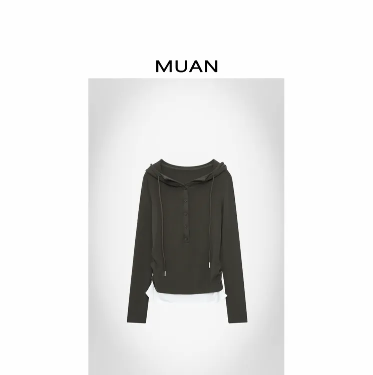 木岸MUAN：《拉法帽衫》定制高级假两件宽松撞色连帽上衣CQ-JD-8350