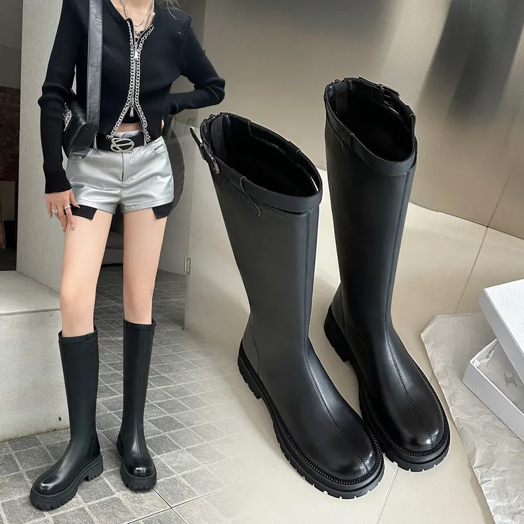 时装靴短靴百搭秋季职场休闲风欧若智性风沙丘废土风厚底骑士高筒