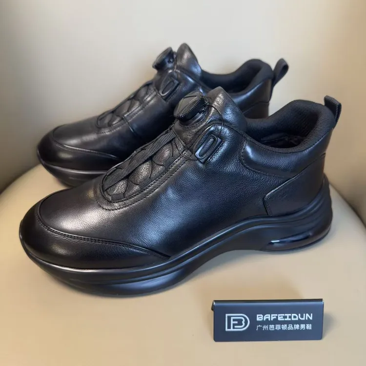广州手工男鞋秋冬棉鞋加绒保暖防滑耐磨休闲皮鞋0789-1003