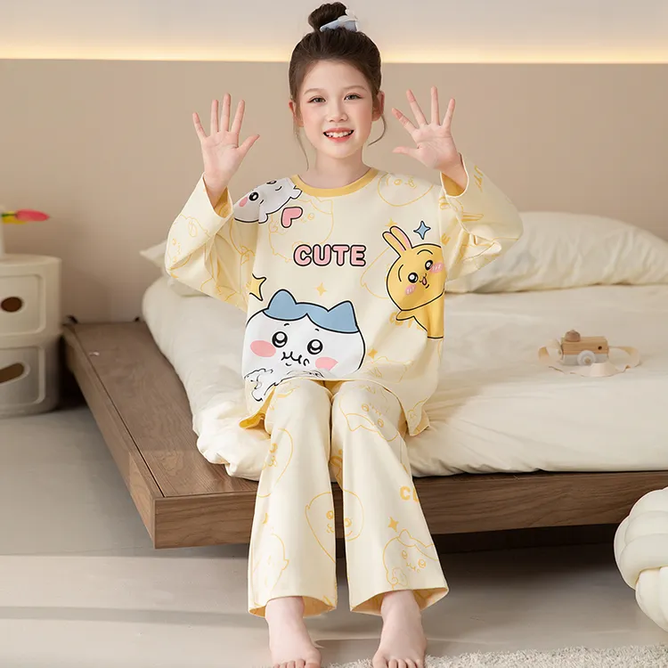 chiikawa女童睡衣儿童秋季薄款纯棉长袖套装小女孩乌萨奇家居服秋