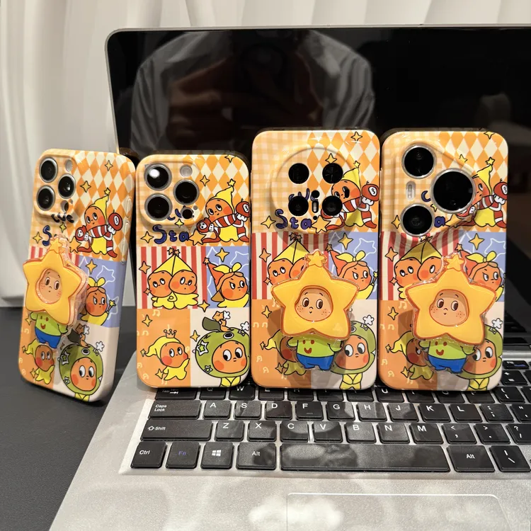 插画星星人支架适用苹果/华为/荣耀/OPPO/VIVO/小米手机壳防摔