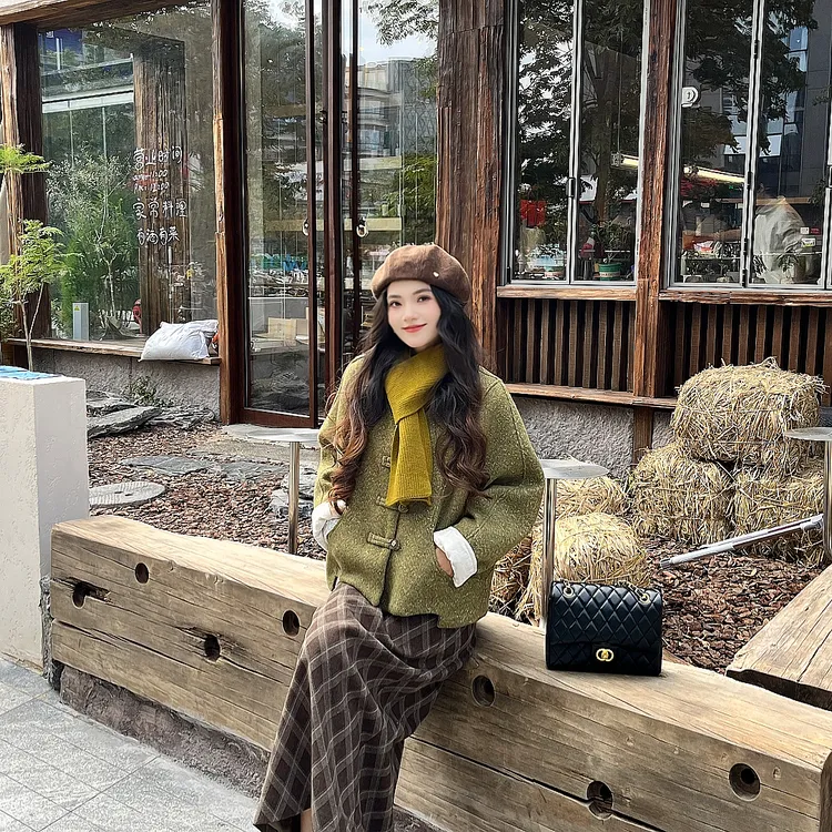 LA.Sheila“事事如意”送围巾 盘扣毛呢羽绒服254-YRF/1024-80669