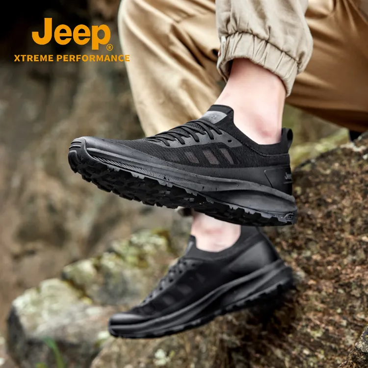 JEEP/吉普夏季透气男鞋运动徒步鞋免系带懒人鞋舒适软底爸爸鞋