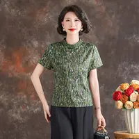 齐黛品牌国风上衣女2025夏新款复古洋气短袖改良旗袍妈妈衬衫