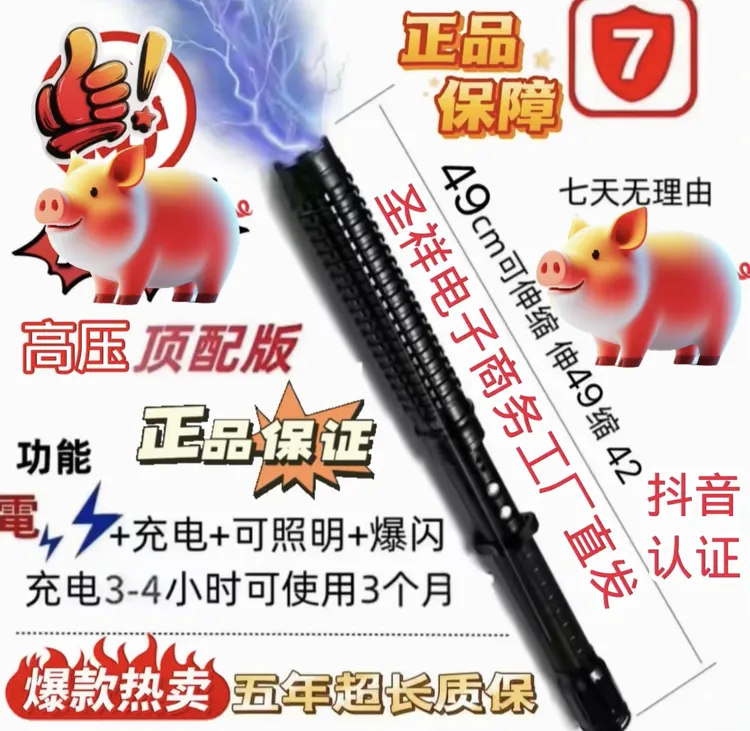 《汪总专供》35000v正品X10正品防身赶猪防狼神器可伸缩强光手电筒