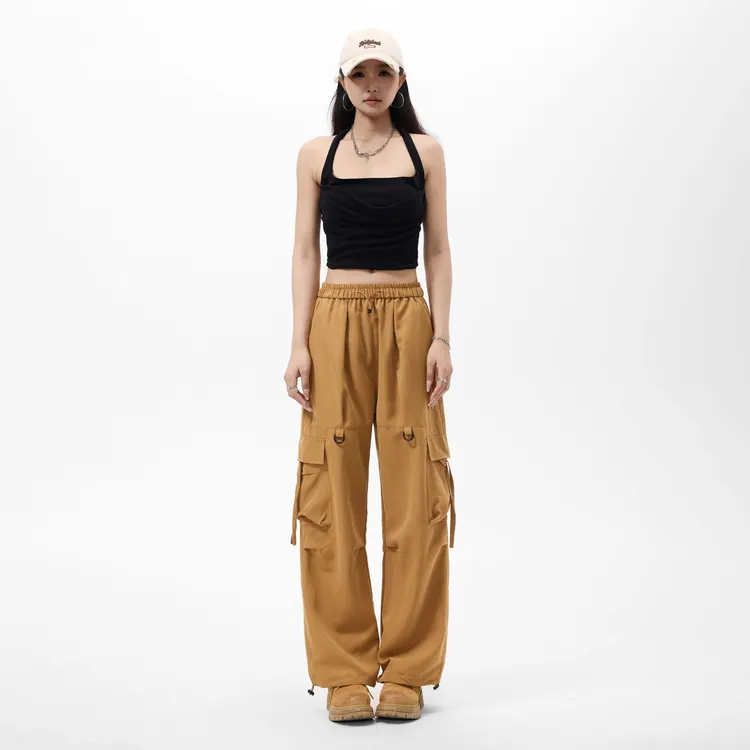 夏季薄款工装裤美式复古设计感伞兵冲锋裤直筒阔腿户外登山男女款