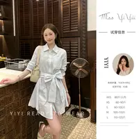 【LO*WE小调】<YiYiii>小个子棉条纹衬衫连衣裙时尚显瘦A字裙子