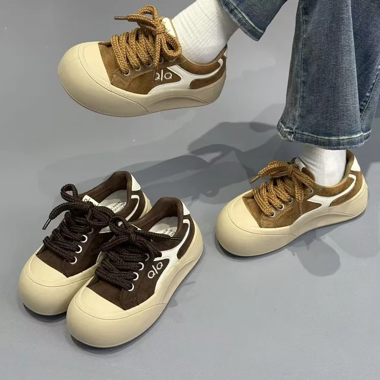 多金家~云朵泡芙底减龄时尚拼色运动休闲秋季圆头板鞋
