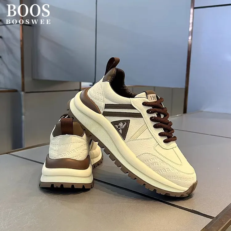 BOOS WEE男鞋2025新款秋冬厚底增高老爹鞋男士简约舒适保暖休闲鞋