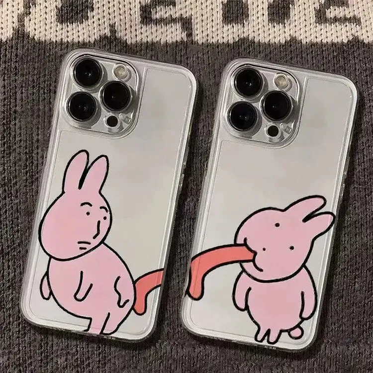 搞怪兔子舔屁股适用iphone17苹果16情侣手机壳小米OPPO华为VIVO