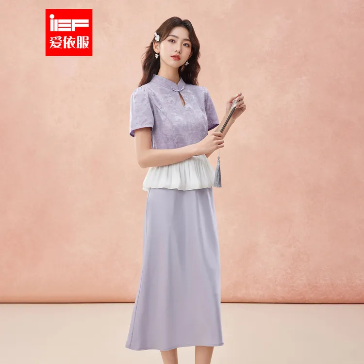 IEF/爱依服2025夏季新中式连衣裙时尚国风旗袍裙绝美巨好看的裙子