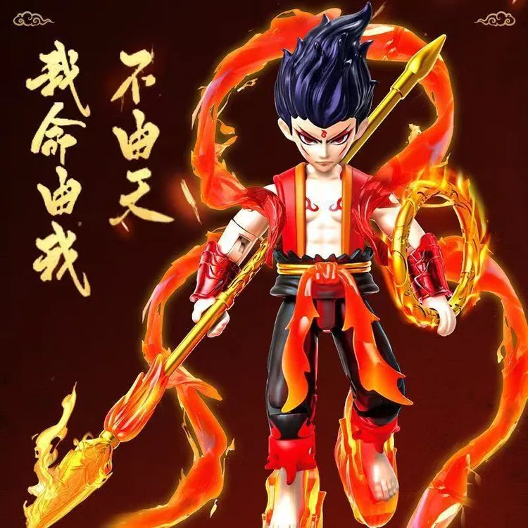 新品国潮系列魔童闹海盒哪吒手办哪吒积木关节可动模型小摆件礼物