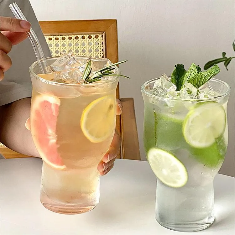 ins网红餐厅宽口果茶杯超大容量玻璃杯子奶茶饮品冷饮杯家用
