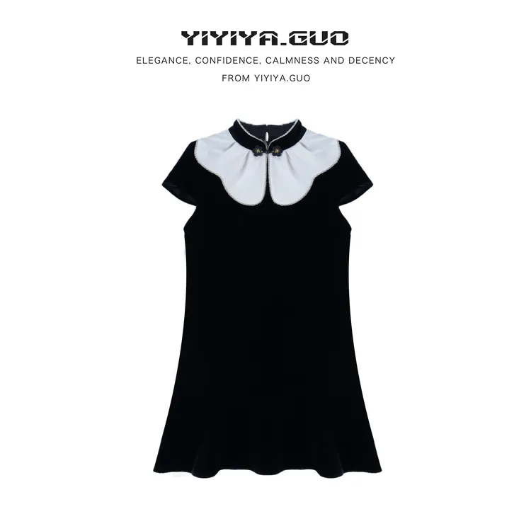 yiyiya.Guo艺艺吖【风信】夏季显瘦冰凉透气娃娃领连衣裙2365SS52