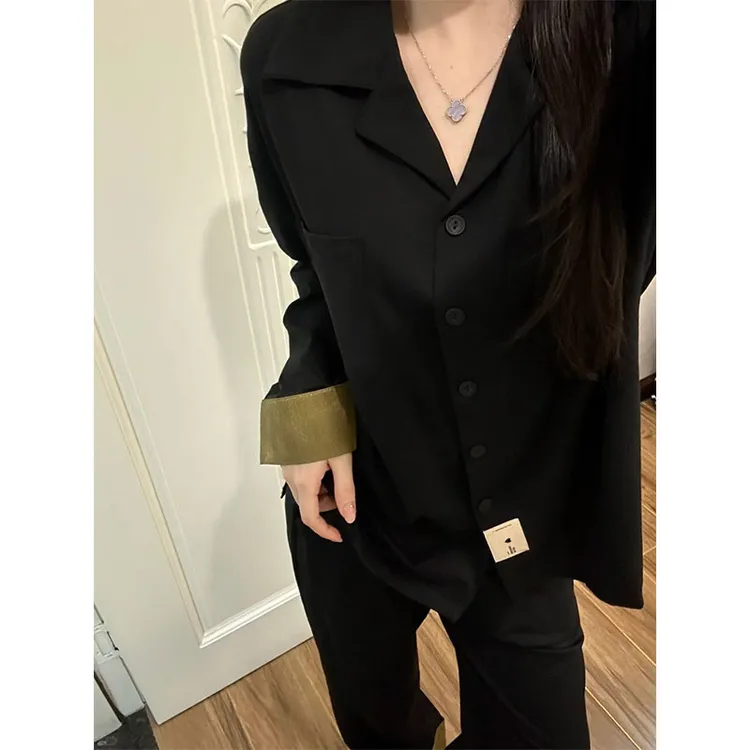 法式老钱风橄榄绿撞色睡衣女春秋季新款居家服长袖长裤套装可外穿