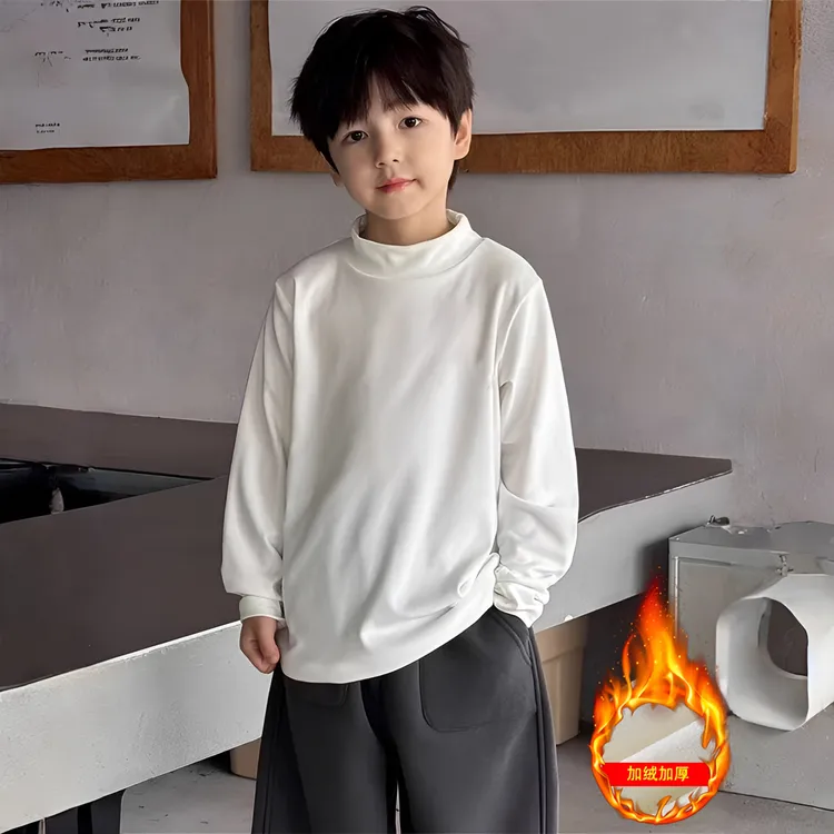 儿童衣服加绒加厚德绒内搭打底衫秋冬季男童韩版女童T恤长袖上衣