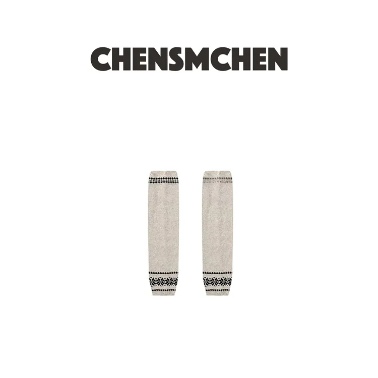 CHENSMCHEN 韩系费尔岛雪花针织秋冬堆堆显瘦袜套