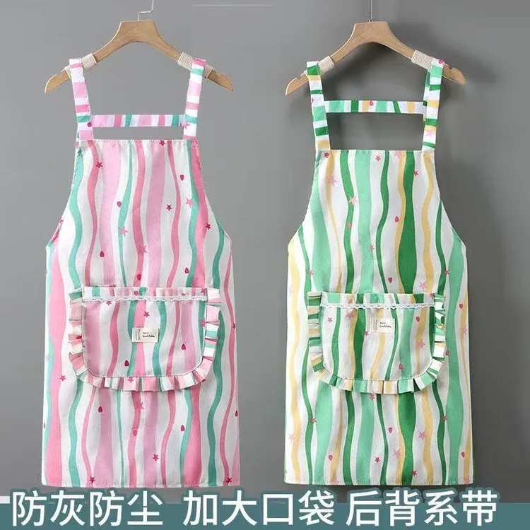 新款星星围裙厨房家用做饭防油防水防污罩衣女长袖工作服耐脏耐磨