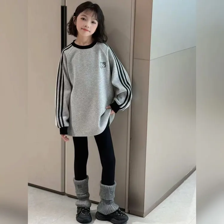 女童长袖t恤儿童上衣秋装2025新款洋气秋季打底衫大童kitty卫衣潮