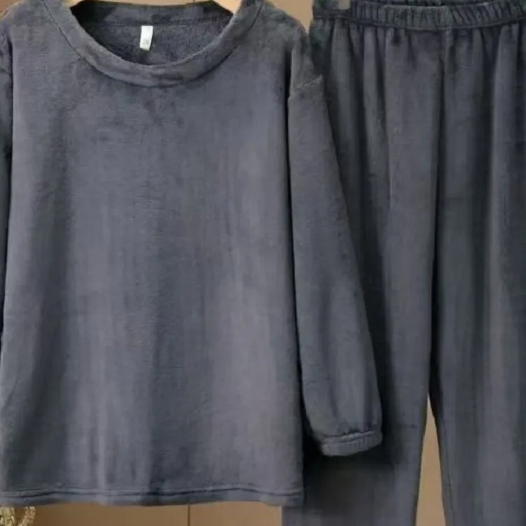 情侣款珊瑚绒加厚保暖秋冬睡衣套装可外穿家居服男士XXL