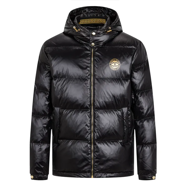 Cavalli Class25冬季黑金连帽经典logo白鸭绒羽绒服JBC256