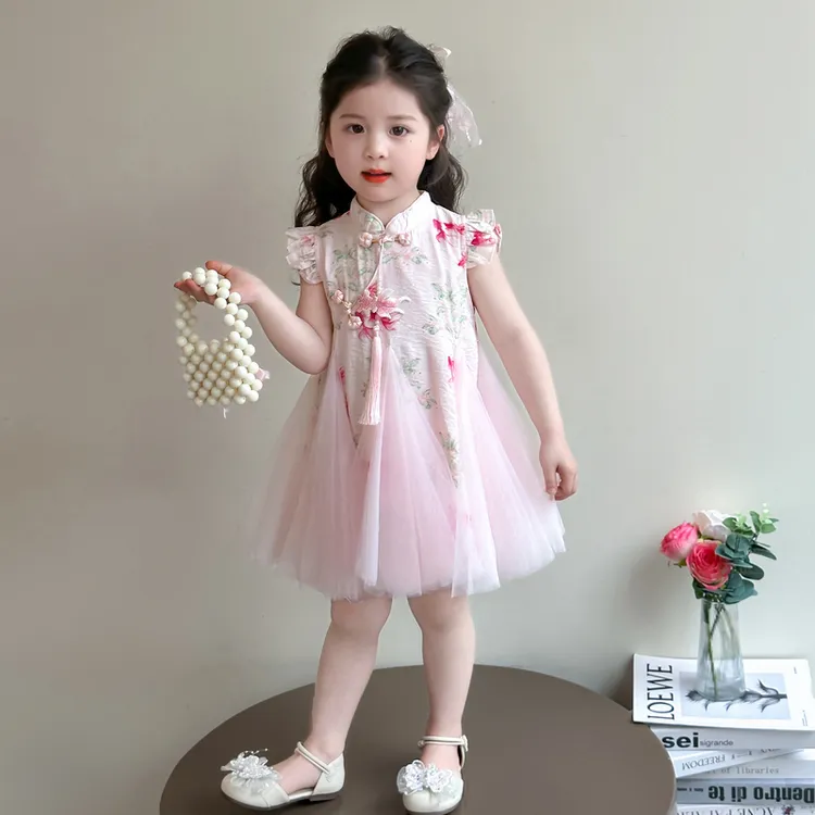 女童新中式旗袍裙2025新款夏季女孩古风连衣裙女宝宝小童公主裙潮