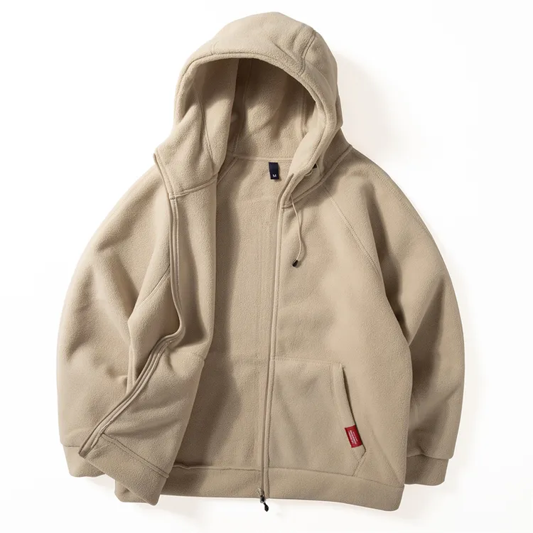 秋冬季男士连帽加绒加厚保暖简约美式休闲百搭摇粒绒夹克外套GS02