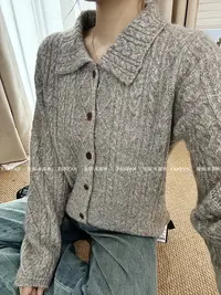 【烟灰奶咖】全身麻花！复古八结麻花长袖秋冬毛衣女气质毛针织衫