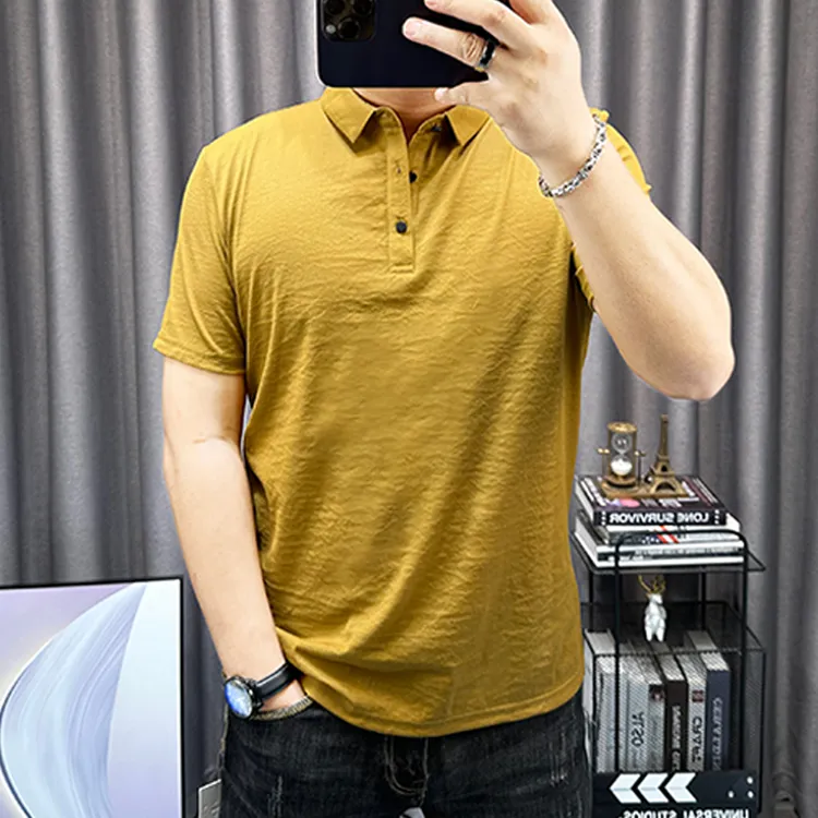 2025夏季新款男士棉麻短袖polo衫翻领上衣百搭半袖休闲麻料t恤潮