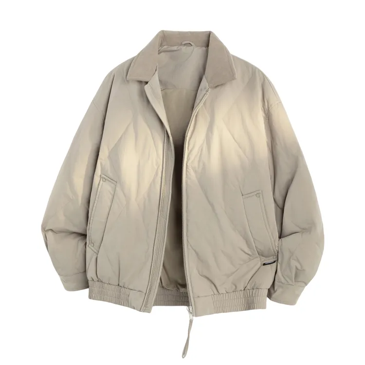 美式复古保暖羽绒服男装新款冬季90白鸭绒加厚棱形格百搭宽松外套