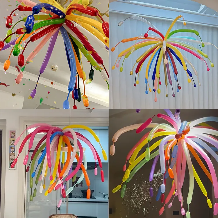 跨年夜气球烟花装饰品布置氛围感道具多巴胺色系室内创意场景布置