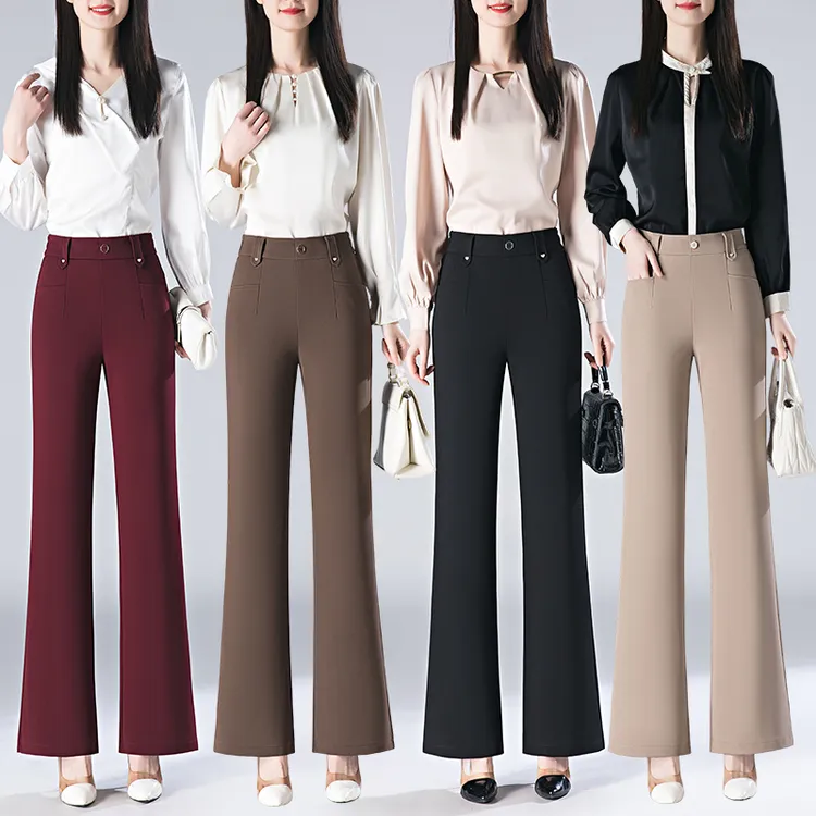 哥弟阿玛施正品2025喇叭女裤微喇裤高腰春季显瘦休闲裤直筒裤时尚