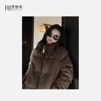 【恩智有皮草】丹麦原色帕斯条水貂 驼绒毛领鹅绒羽绒服