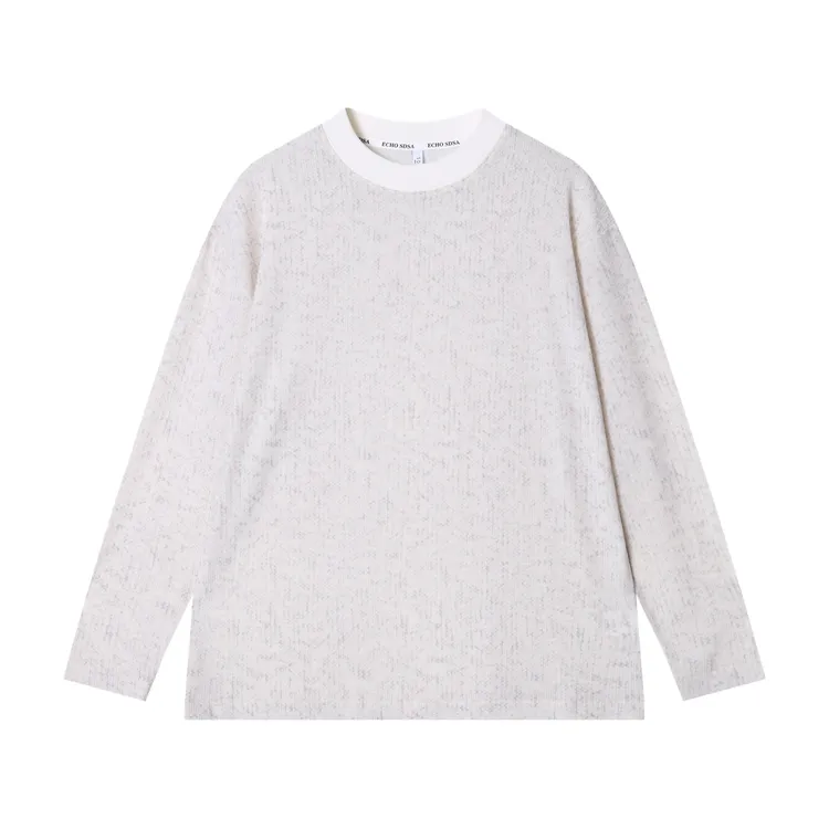 夏季高级感新款韩版扎染肌理感圆领长袖T恤百搭潮流套头上衣