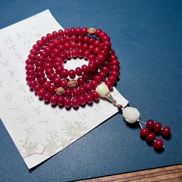 天然菩提正红8*11mm算盘珠多圈手串莲花滴溜