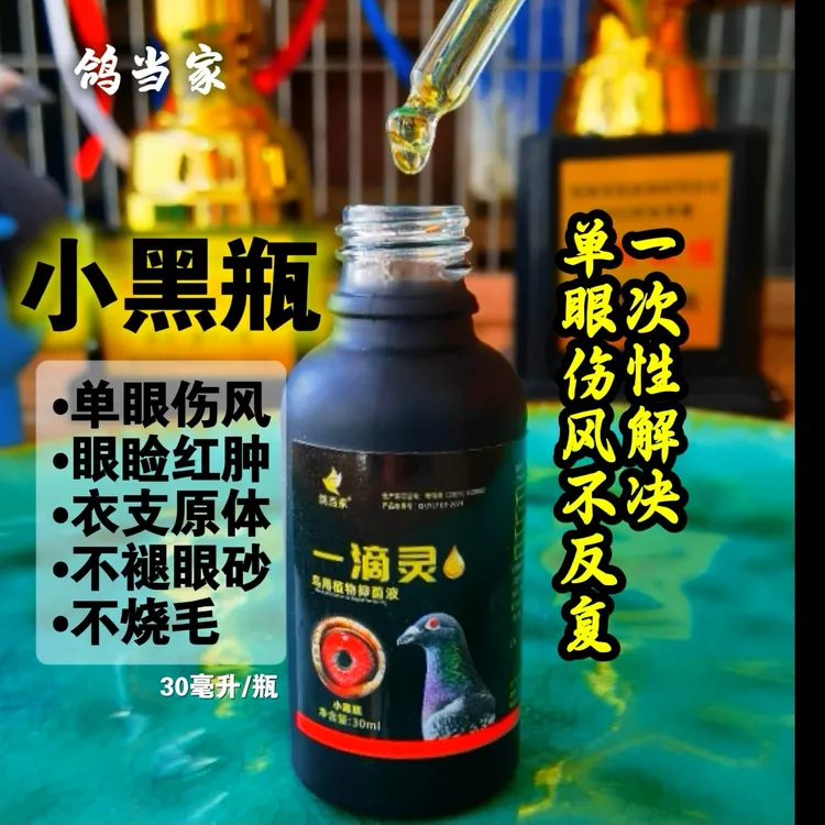 鸽当家一滴灵小黑瓶30毫升鸽单眼伤风红肿流泪衣支原体用品