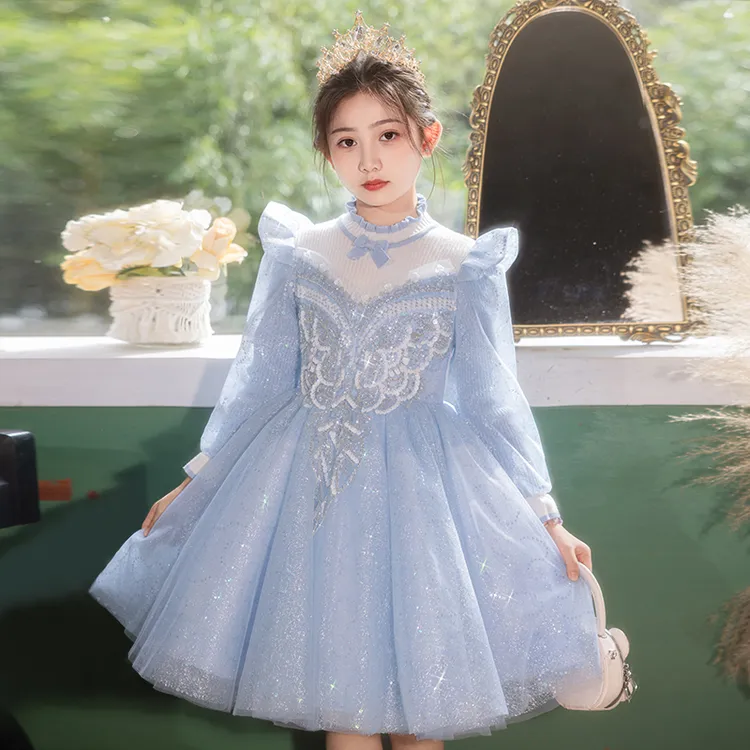 儿童礼服裙公主裙高端女童爱莎演出服花童潮款小女孩主持人晚礼服