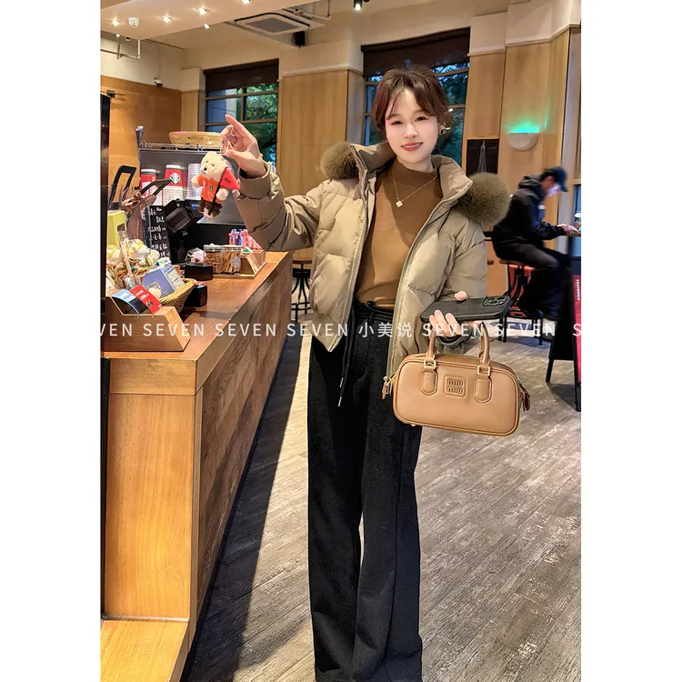 ⑦七七146小个子狐狸毛领连帽可拆卸90白鸭绒羽绒服女冬季小美说