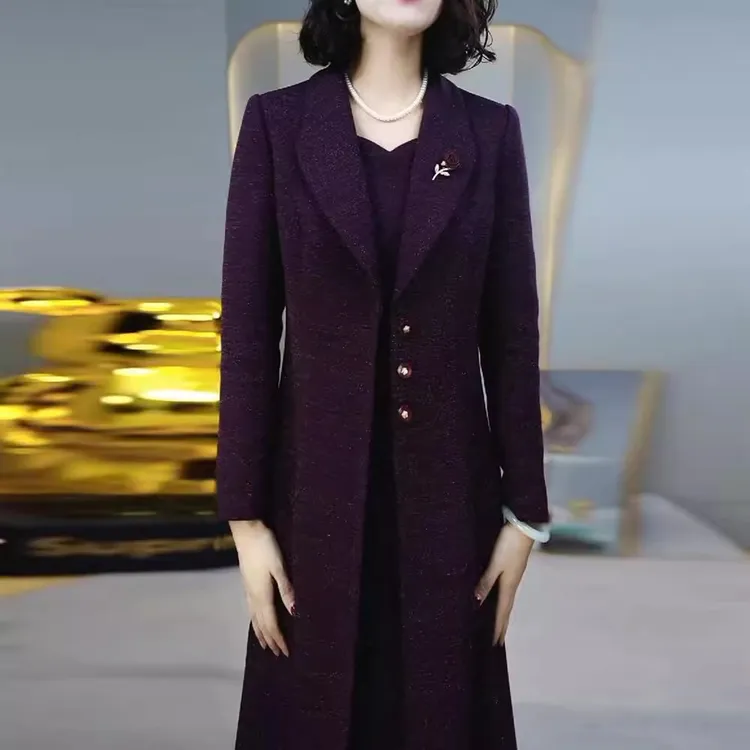 高档气质大衣连衣裙套装2025秋装新款收腰显瘦洋气两件套新款