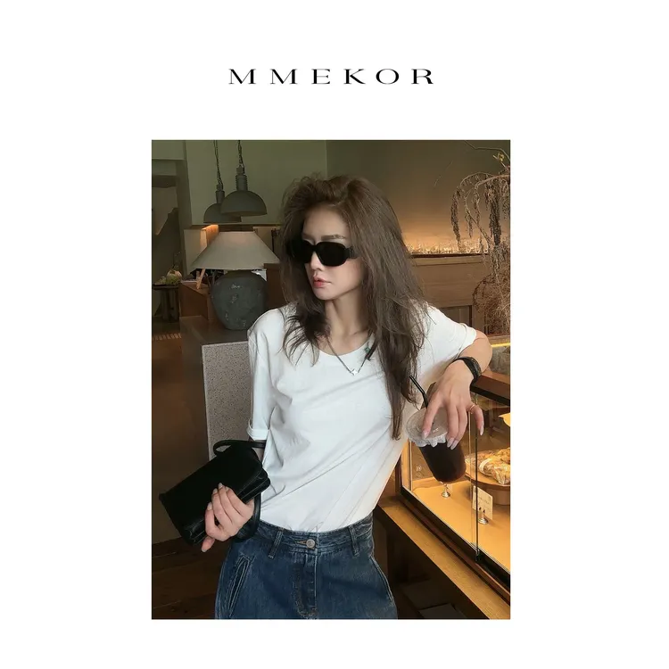 MMEKOR“留白短袖”T恤 2025新款高智淡人风百搭短袖 30112