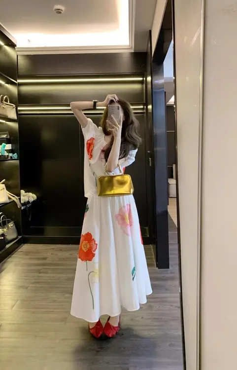 2025夏季新款韩系气质夏日套装高级感印花衬衫半身裙两件套