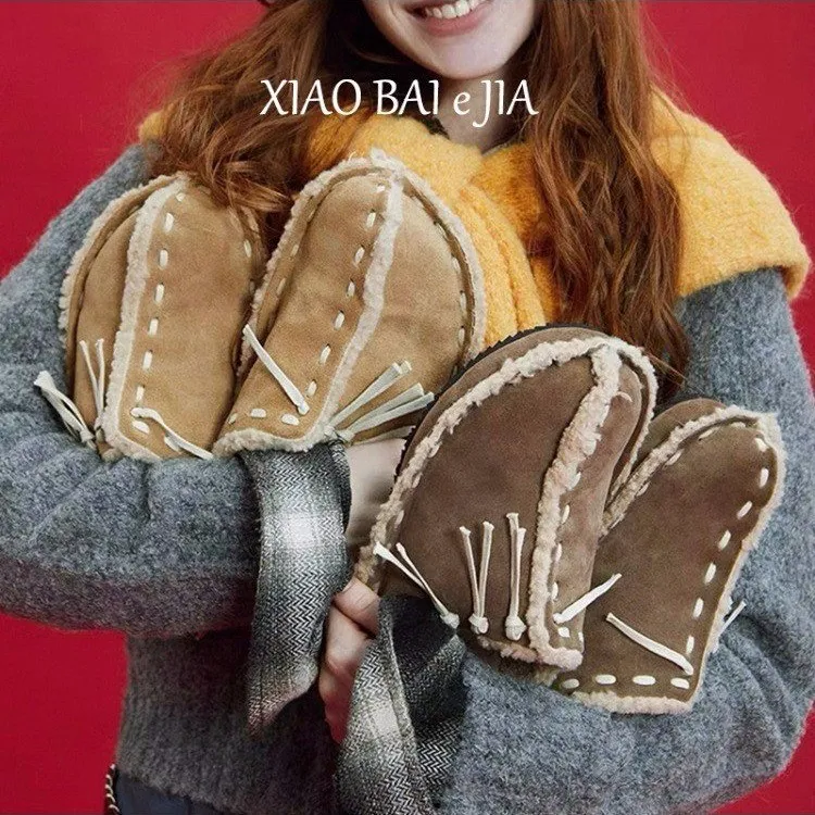 复古韩版高级包头拖鞋2025年秋冬季时尚新款穿厚底加绒毛勃肯鞋